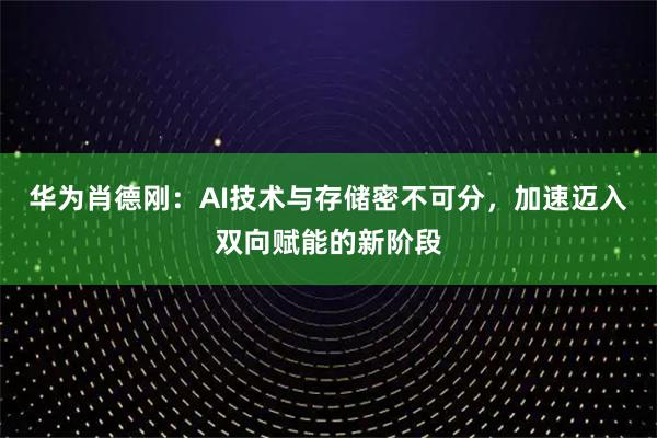 华为肖德刚：AI技术与存储密不可分，加速迈入双向赋能的新阶段